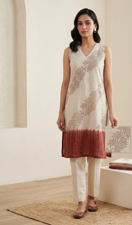 Fabria Cotton Women Kurti-Off White(M)