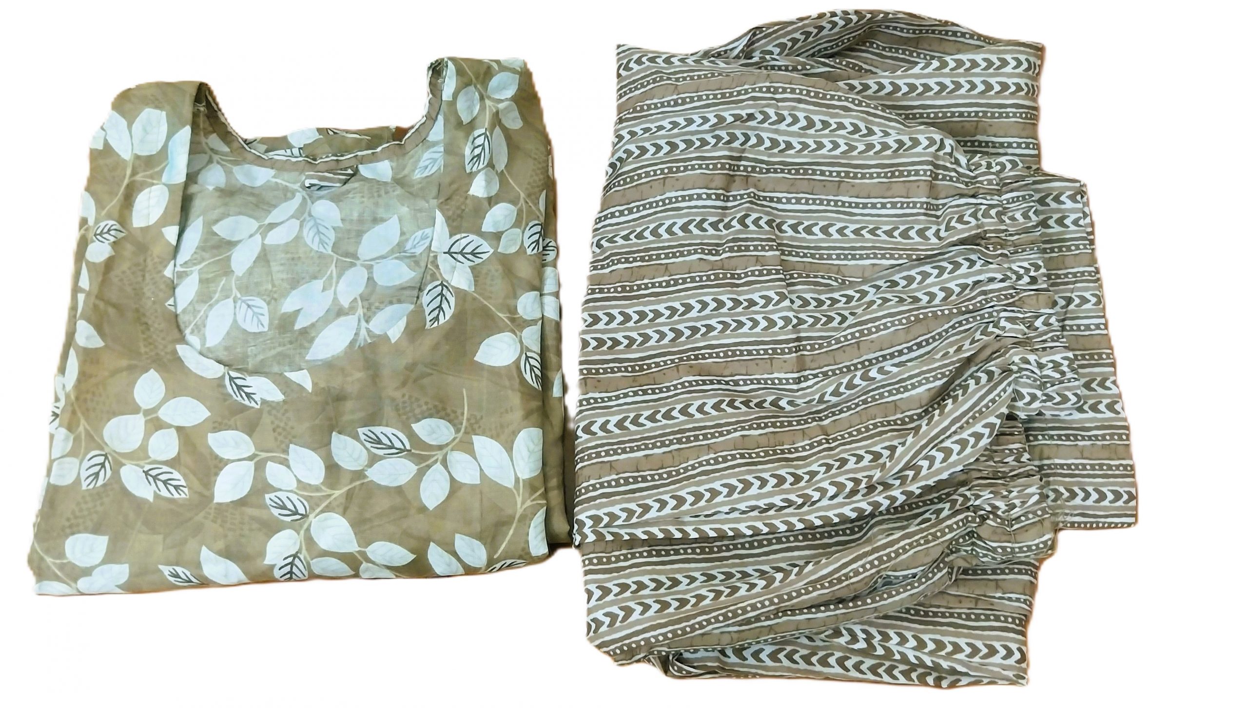 Cotton Women Kurti Pant Set-Brown(L) - Image 6